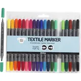 Creativ Company Textilmarker Textil-Marker, Standard-Farben, Strichstärke: 2,3+3,6 mm, 20 Stück