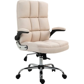MCW Bürostuhl MCW-J21, Chefsessel Drehstuhl Schreibtischstuhl, höhenverstellbar Stoff/Textil creme-beige