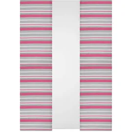 BestLivings Schiebegardine Elena 3er Set gestreift mit Zubehör, Hellgrau Himbeere