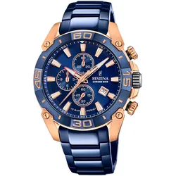 Chronograph FESTINA "Special Edition", blau (dunkelblau), Armbanduhren, Herren, Chronograph, Quarzuhr, Armbanduhr, Herrenuhr, Edelstahlarmband, Datum,Stoppfunktion
