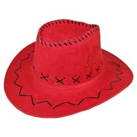 Kinder Cowboyhut mit Ziernähten - Rot - Toller Westernhut zum Kostüm
