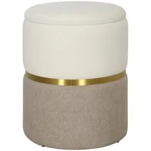 Homcom Sitzhocker mit Stauraum Hocker mit Deckel, Metallring, zweifarbig Design Rund , Creme, Kunststoff, 36x44x36 cm Cremeweiß