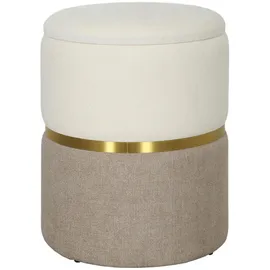 Homcom Sitzhocker mit Stauraum Hocker mit Deckel, Metallring, zweifarbig Design Rund , Creme, Kunststoff, 36x44x36 cm Cremeweiß