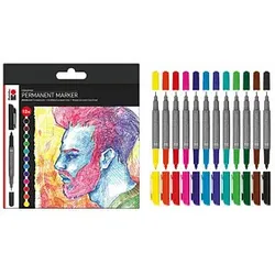 Marabu Graphix Significant Permanentmarker-Set farbsortiert 1,0 - 2,0 mm, 12 St.