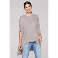Soccx Damen Poncho-Shirt mit tonigem Rubber Print Pale Sand,