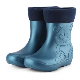Ladeheid Eva Kinder Jungen Mädchen Gummistiefel Regenschuhe gefüttert LA-CA-11 (Metallisches Blau-2, 22/23 Eu)