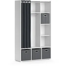 Vicco Kinderkleiderschrank Luigi 105,8 x 178,1 cm Kiefer grau-weiß