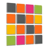 platino24 Akustikpaneele 16 Elemente 3D-Set Colore Quadrat 27,5 x 27,5 cm Multicolore I Schallabsorber aus Basotect G+ mit Akustikfilz I Schalldämmung Wand & Decke I Akustikelemente Wandpaneel