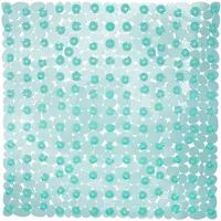 Relaxdays Duschmatte Steinoptik, rutschfeste Duscheinlage mit Saugnäpfen, waschbar, quadratisch BxT: 53 x 53 cm, türkis
