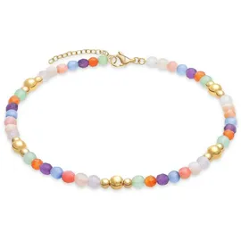 s.Oliver Fußkette Colorful Beads Edelstahl goldfarben