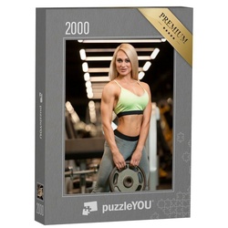 puzzleYOU Puzzle Sexy Fitness-Model mit Gewicht, 2000 Puzzleteile, puzzleYOU-Kollektionen Erotik