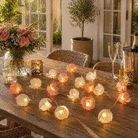 MARELIDA LED Lichterkette Blumen 1,4 m Weiß/Rosa