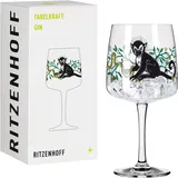 Ritzenhoff & Breker Ritzenhoff 3458001 Gin-Glas 700 ml – Serie Fabelkraft Motiv Nr. 1, Cocktailglas Monkey-Illustration – Made in Germany, Schwarz, Grün, Platin