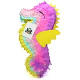 Nislai® Seepferdchen Pinata | Ideal für die Mädchen Geburtstag Party | Pinata Geburtstag | Perfekt als Pinata Geschenk | Für Geburtstag oder als Deko Party | (mini) u. 40x20x10 cm