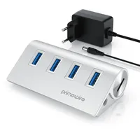 Primewire - USB 3.2 Gen2 Hub aktiv inkl. Netzteil - 4 Port Hub/Verteiler - für Notebook, Laptop, PC, kompatibel mit iMac, MacBook (Air, Pro, Mini)