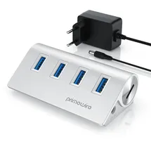 Primewire - USB 3.2 Gen2 Hub aktiv inkl. Netzteil - 4 Port Hub/Verteiler - für Notebook, Laptop, PC, kompatibel mit iMac, MacBook (Air, Pro, Mini)