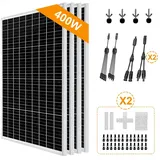 400W 12V Solarpanel Monokristallin Solarmodul Solaranlage Komplettset Solar Set Photovoltaik für Wohnmobil/Haus/Balkon