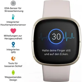 Fitbit Sense mondweiß/edelstahl softgold