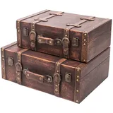 HMF Holzkoffer im Vintage-Design 2er Set braun