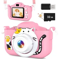 YIKANWEN Kinder Kamera,Kinder HD Digitalkamera mit 2.0 Zoll Bildschirm, tragbare Spielzeug Kamera für Mädchen und Jungen im Alter von 3 4 5 6 7 8 Jahren, inklusive 32GB SD Karte (Rosa)