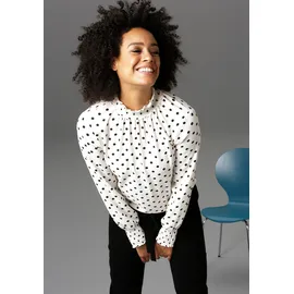 Aniston CASUAL Schlupfbluse Punkt für Punkt ein Hit, Gr. 44, wollweiß-schwarz-gepunktet, , 87865820-44