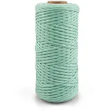 Netuno 1x Makramee Garn Mint 3 mm 100 m einfach gedreht Baumwollkordel Kordelband Naturkordel bunte Baumwoll-Bastelschnur für Makramee Garn Kordel Makramee farbig twisted macrame cord cotton