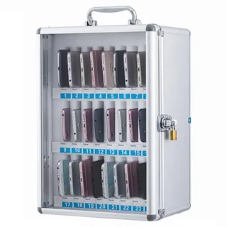 Handy-Verwaltungsbox Handy-Schließfach Wandmontierter Transparenter Handykoffer Mit Schloss Handy-Organizer 12~60 Position Handy Aufbewahrungsbox (Color : Silver, S : 24 Bits)