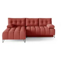 MOEBLO Ecksofa BRODY, Elegante Ecke Couch Schlafsofa Wohnlandschaft Loungesofa Bettzeugablage L-förmiges Wohnzimmergarnitur Sofagarnitu - (BxHxT): 245x94x176 cm, mit Schlaffunktion und Bettkasten rosa