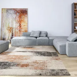 Kadima Design Velours-Teppich  200x290 cm, 1,1 cm Florhöhe  Terrakotta  Abstrakte Muster  Weich und robust  TIBER-Orte Kollektion