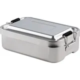 RIESS Lunchbox 18x12x6cm mit Unterteilung und Klemmverschluss Edelstahl - Silber