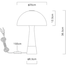 Nowa Tischlampe Pilz Holzoptik Nachttischlampe Tischleuchte Pilzdesign Schlafzimmerlampe, Metall Sandfarben, 1x E27, DxH 25 x 36,5