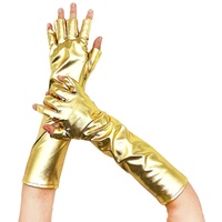 Glänzend Fingerlose Handschuhe,Metallic Glitzer Handschuhe Shine 35 cm-Zubehör Gloves Prinzessin Show Tänzerin Flapper Girl Abendkleid Kostüm Karneval Junggesellenabschied Mottoparty Tanzshow,Gold