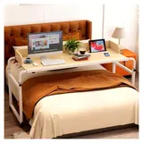 Mobiler Betttisch mit Rollen, Pflegehilfsmittel, geräumiger Esstisch, Breite 115-210 cm & Höhe 65-95 cm für Schlafzimmer