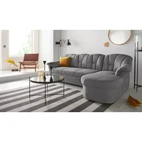 DOMO collection Ecksofa DOMO COLLECTION "Papenburg, zeitlose Rückensteppung, elegante Formensprache, L-Form", grau, B:235cm H:84cm T:140cm, Kunstleder SOFTLUX;Luxus-Microfaser (100% Polyester);Struktur ( 90% Polyester, 10% Polyacryl);Microfaser PRIMABELLE (100%