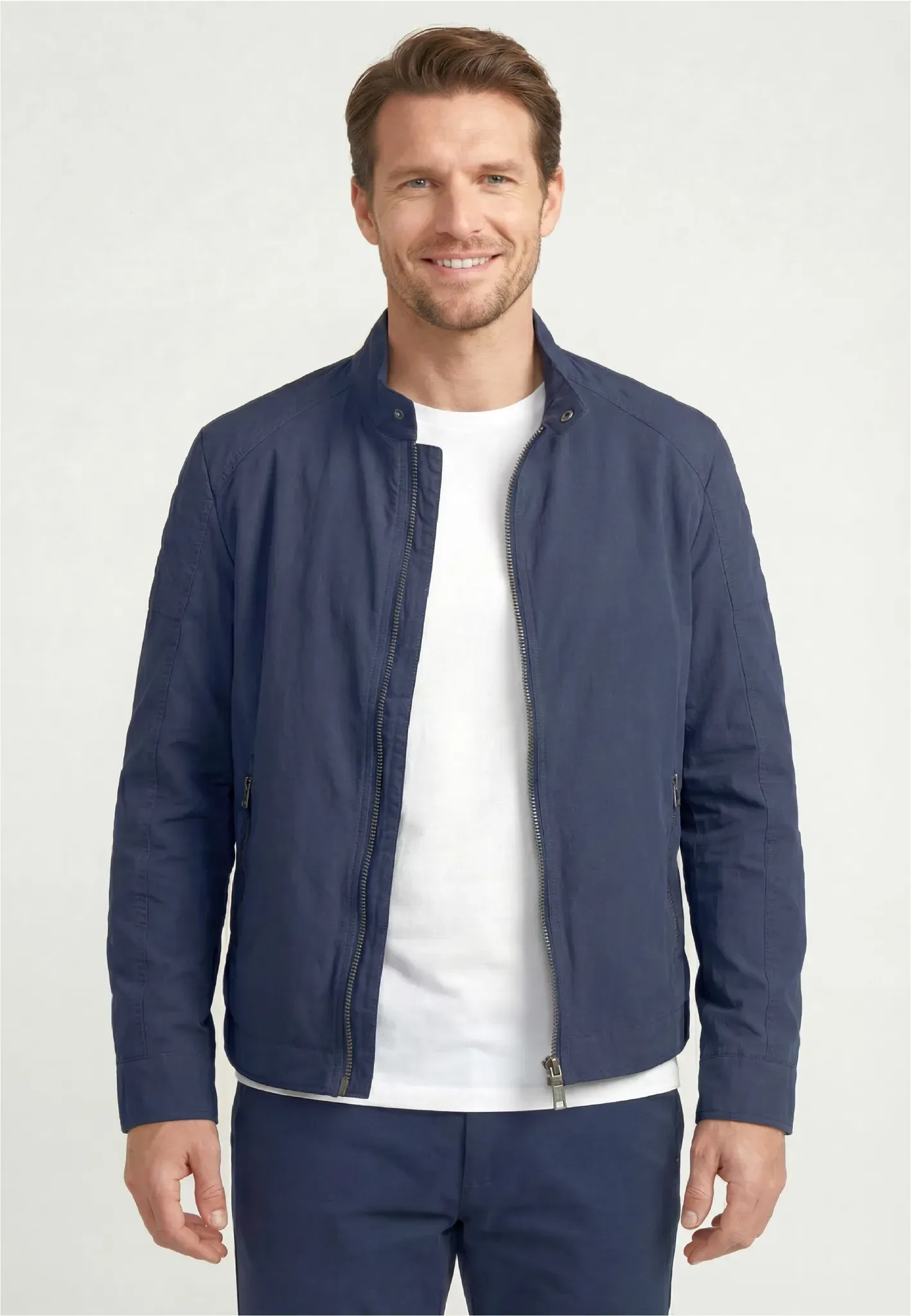 Outdoorjacke NEW CANADIAN, Herren, Gr. 64, dunkelblau, 100% Polyester, unifarben, normal, hoch geschlossener Ausschnitt, Jacken Outdoorjacke, mit windabweisender Funktion