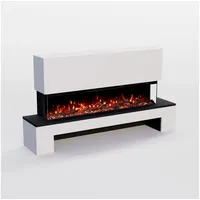 GLOW FIRE Elektrokamin Cobalt mit Holzfach, Standkamin mit 3D Feuer und Heizung (Thermostat), Elektrischer Kamin mit APP Steuerung, Heizleistung (900- 1800 W) weiß