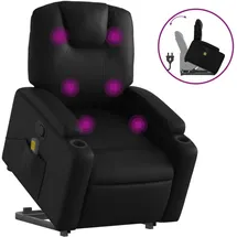 vidaXL Massagesessel mit Aufstehhilfe Kunstleder 144 x 78,5 x 0 cm Schwarz