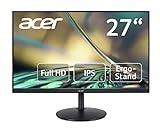 Acer CB272 Monitor 27 Zoll (69 cm Bildschirm) Full HD, 75Hz HDMI/DP, 60Hz VGA, 1ms (VRB), HDMI 1.4, VGA, höhenverstellbar, drehbar, HDMI/DP FreeSync, Schwarz