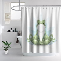 Duschvorhang 180x200 Frosch Duschrollo Wasserabweisend Anti-Schimmel mit 12 Duschvorhangringen, 3D Bedrucktshower Shower Curtains, für Duschrollo für Badewanne Dusche