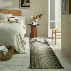 Kadima Design Luxus Handgewebter Teppich - Jute & Wolle Mix - `Weaver`. Farbe: Grau, 60x230 cm
