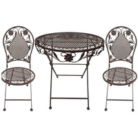 Eisen Bistro Set Antik Design Braun