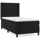 vidaXL Boxspringbett mit Matratze Schwarz 100x200 cm Samt