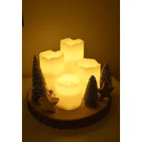 4 LED Echtwachskerzen flackernd mit Fernbedienung - Braun