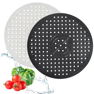 ARCPNRT Spülbeckeneinlage, 2 stück Runde Spülbeckeneinlage, Schwarz und Weiß Kautschuk Spülbeckenmatte, Spülbeckeneinlage Kautschuk Gummi Zusammenklappbar Rund, Wiederverwendbar, Für Zuhause, Küche