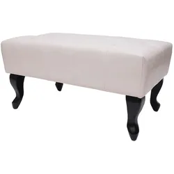Ottomane Chesterfield Oxford, Sitzhocker Fußablage Hocker, wasserabweisend 39x77x47cm ~ Kunstleder creme-weiß