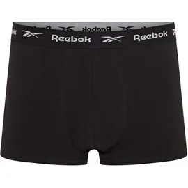 Reebok Trunk REEBOK "BOYES", Herren, Gr. L (6), schwarz, Obermaterial: 57% Baumwolle, 38% Polyester, 5% Elasthan, unifarben, eng, Unterhosen, basic, bequem, atmungsaktiv, mit Logo, breiter Bund, Baumwollmix