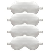 TOPTIE 4 Pack Silk Sleep Mask Blindfold Travel Nap Eye Cover Light Double-Side Smooth Rest Eyeshade, 8 1/4" x 3 3/4"-White