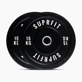 SF SUPRFIT Hantelscheiben HITEMP Logo Bumper Plates (Paar) – 15 kg, 30 kg, Ideale Schock Absorption für weniger Lärm. Perfekt für Home Gyms.