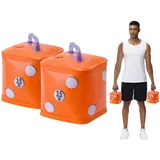 DEIRIS Wasser Hanteln set, Wasser Gewichte Training, Reisehanteln, Würfel mit übungen Sport 7 kg/Paar, Workout Würfelspiel für Rumpftraining, Krafttraining