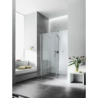 Kermi Pendel-Falttür mit Festfeld rechts „Diga“ Glas SR Opaco, Profile Silber Hochglanz, Falttür BV: 1380 - 1420 mm WE: 1380 - 1420 mm H: 1850 mm